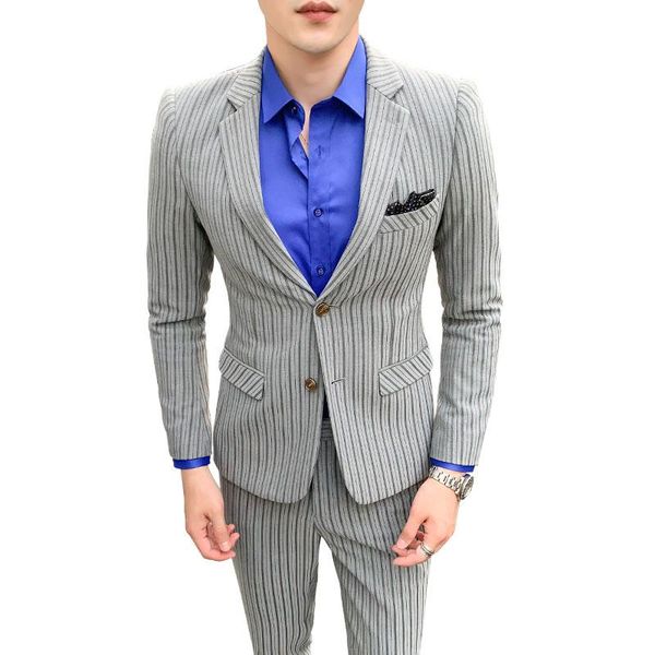 

stripe blazer mens two-piece set size s-5xl, fashion business casual three-piece set, wedding party men suit jacket pants vest men's su, White;black