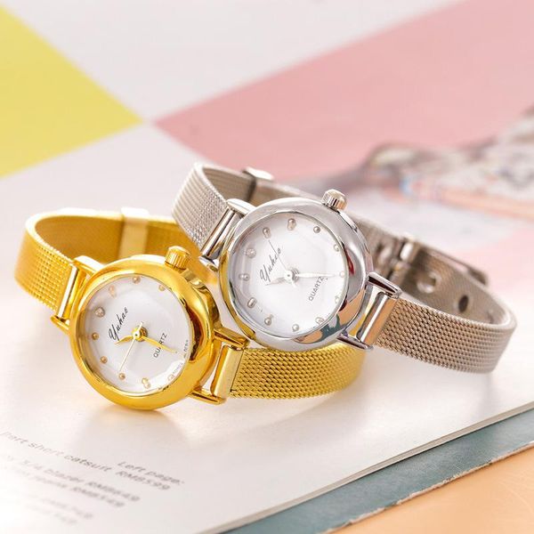 

wristwatches watches for women dress watch female clock stainless steel silver mesh strap quartz 2021simplicity, Slivery;brown