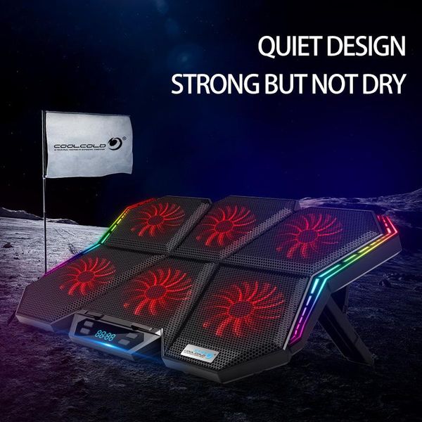 

lapcooling pad usb powered rgb cooler adjustable stand with 6 fans pc computer water accessories & coolings