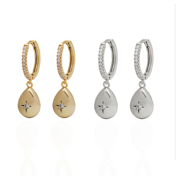 

dangle earrings korean version of advanced water drop design ear buckle zircon fashion simple net red minority personalized, Silver