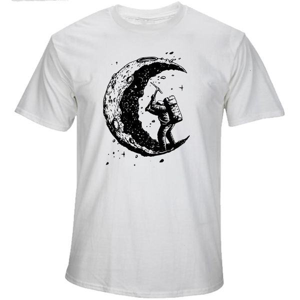 

men's t-shirts 100% cotton digging the moon print casual mens o-neck shirts fashion t-shirt short sleeve men tshirt, White;black