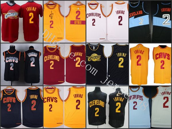 

cleveland cavaliers men #2 kyrie irving menfashion retro basketball jersey, Black