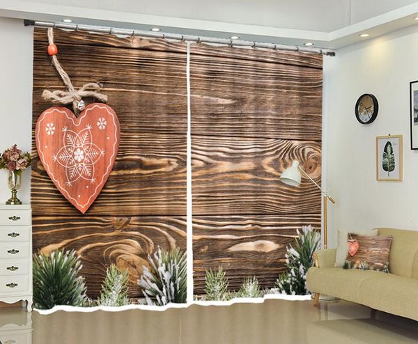 

curtain & drapes babson wooden table christmas love 3d digital printing diy po shading personality
