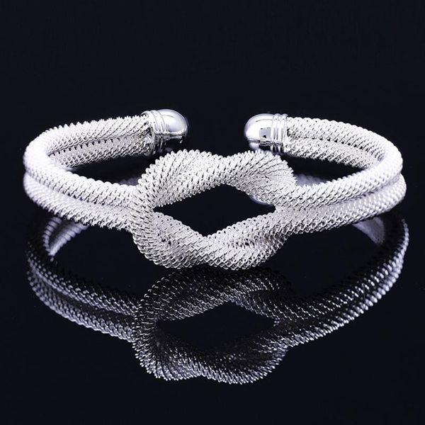 

link, chain knotted mesh woven bracelet open vintage fashion men women jewelry, Black