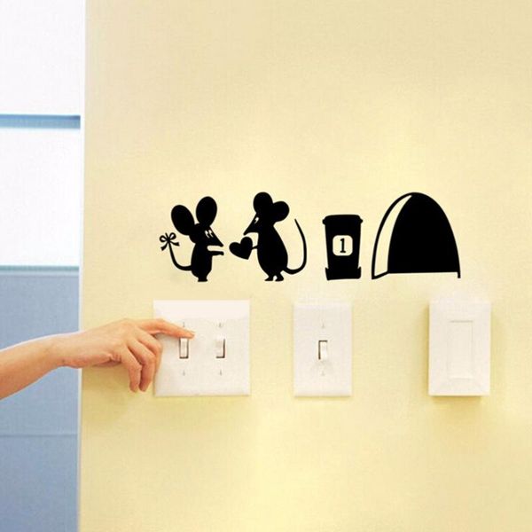 

wallpapers 1pc cartoon 3d funny mice rat hole wallpaperstickers mouse wallstickers bedroom living roomwall decals diy good quality