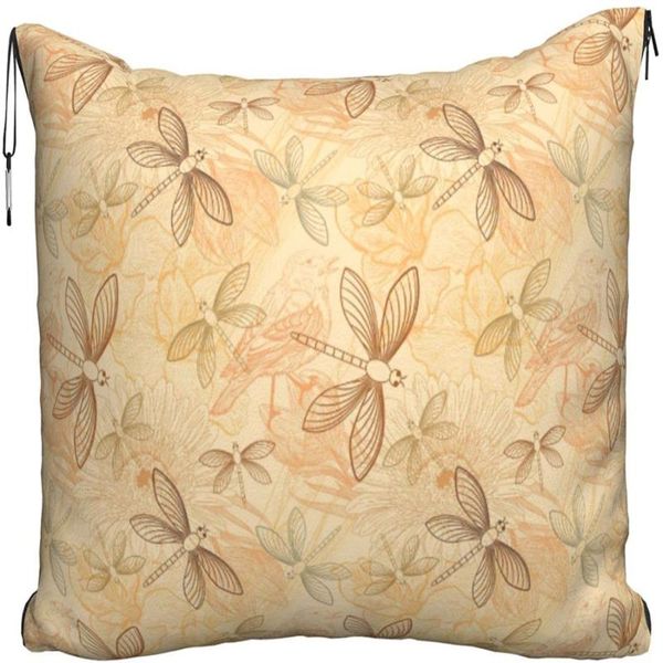 

blankets retro dragonfly painting travel pillow blanket two-in-one backpack strap and compact airplane bag waist support 60x43 inches