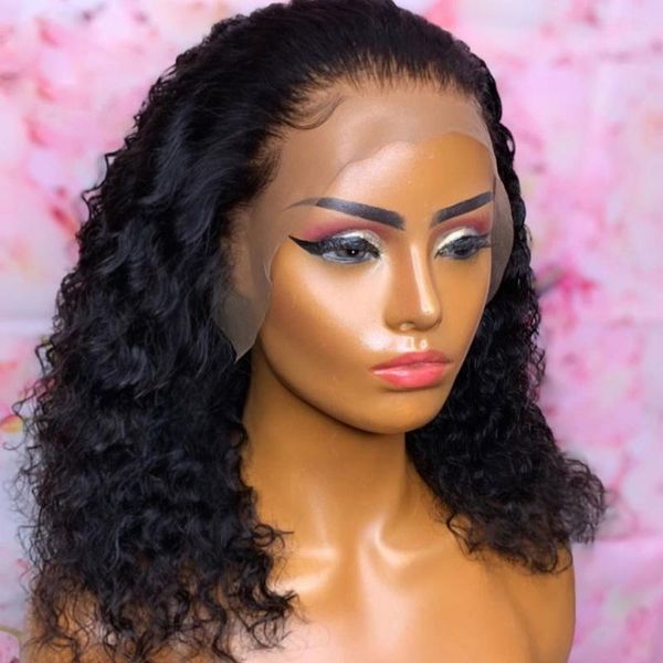 

synthetic wigs 26inch natural black kinky curly lace front wig for women with baby hair glueless daily wear 180% density