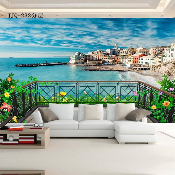 

wallpapers tv background wall paper modern minimalist beach creative large mural customized household space sceneryseascape wallpaper sofa