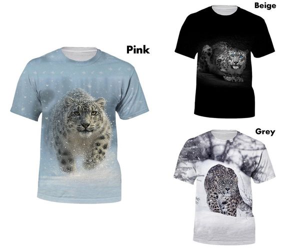 

summer 3d digital leopard print short sve casual thin leopard spotted leopard youth loose t-shirt l8bv, White;black