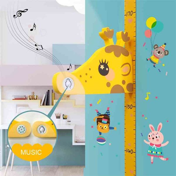 Съемные дети 3D высота диаграммы измерения наклейки на стену наклейка для детей младенца мультфильм высота измерения стены наклейки для детской комнаты 210914