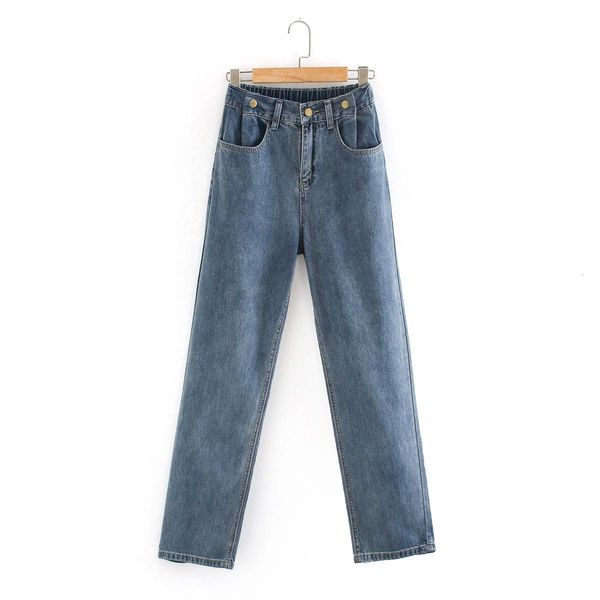

women's jeans summer new style casual loose straight pants high waist jeans, Blue