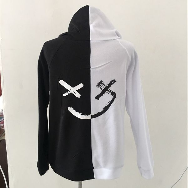 

2020 new autumn christmas men's smiling face print pullover hooded sweater jacket, Black