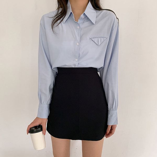 

women's blouses & shirts autumn casual loose blusas mujer solid blouse single-breasted cotton femme streetwear f2lo, White