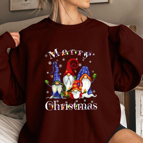

women's hoodies & sweatshirts oversized hoodie sweatshirt christmas santa claus print long-sleeved casual pullover clothing, Black