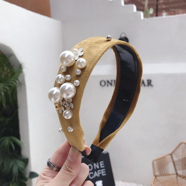 

full drill lace big pearls hair hoop headband hairband for women girls shining band accessories 20211