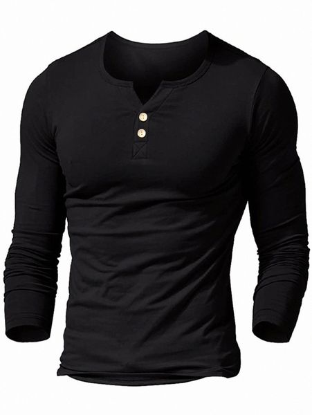 

men notched neck button detail tee q8dq#, White;black