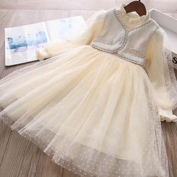 

girl's dresses wholesale 2021 fall winter baby girls boutique one pcs knitted princess, Red;yellow