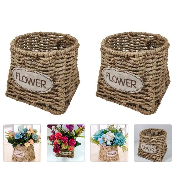 

2pcs woven flower basket storage decorative sundries container baskets