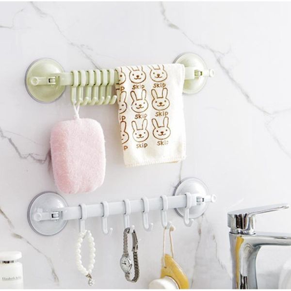 

hooks & rails powerful suction cup wall rack 6 hook storage organizer plastic for hanging clothes home decoration collection bathroo