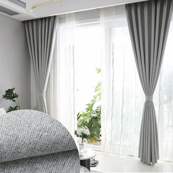 

cotton and linen curtains blackout velvet curtain cloth living room finished nordic modern simple & drapes