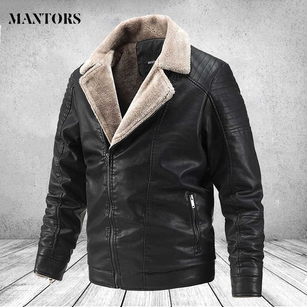 

men faux leather jacket winter autumn mens hip hop jacket leather moto biker male oversize streetwear pockets clothes coats 211009, Black