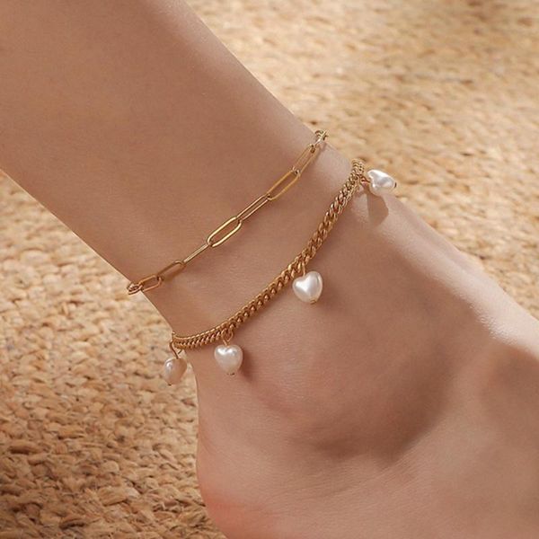 

anklets natural pearl hand bracelets for women foot chain anklet beach metail charms on leg bangle waterproof jewelry gift bag packaging, Red;blue