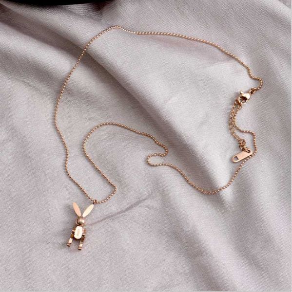 

pendant necklaces titanium steel can move simplicity temperament personality mechanical clavicle chain necklace women, Silver