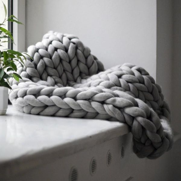 

blankets comfortable keep warm soft thick line giant yarn knitted blanket handmade manual weaving pography props