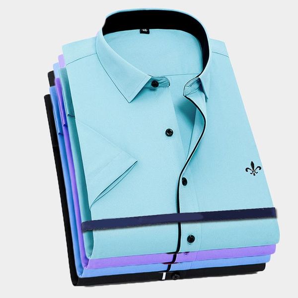 

men's casual shirts summer 2021 fashion mens shirt slim fit short sleeve clothing dudalinas plus size brand, White;black