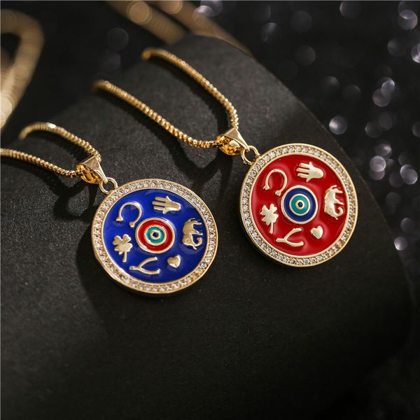 

popular new style oil dripping pendant necklace ins copper plated real gold micro inlaid zircon, Silver