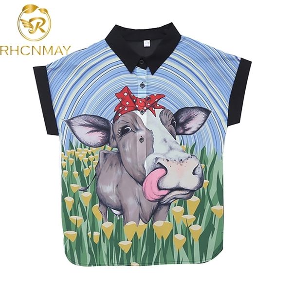 

summer chiffon shirt women ladies blouse print short sleeve turn down collar fashion clothing camisa mujer 210520, White