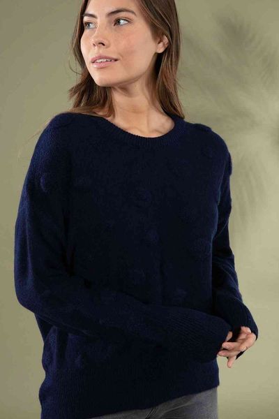 

women's navy jacquard sweater, White;black