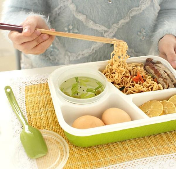 

dinnerware sets 4 cells healthy plastic lunch box container 1000ml multifunction adults lady kid lunchbox microwaveable bento