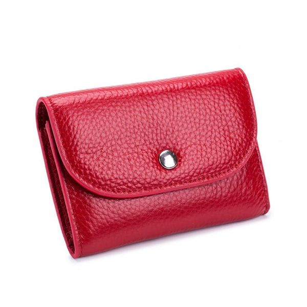 

genuine leather wallet women fashion female short small wallets for coin purse card holder money bag zipper pocket purses, Red;black