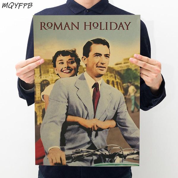 

paintings roman holiday kraft movie paper poster wall sticker home decoration painting 50.5x35cm