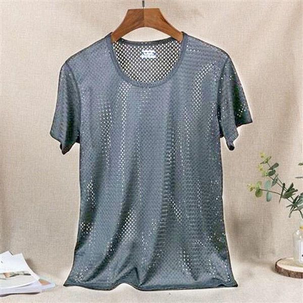 

men's t-shirts [1 / 2 pack]summer short sleeve t-shirt sports quick drying mesh ice silk breathable long slim bottoming shirt, White;black