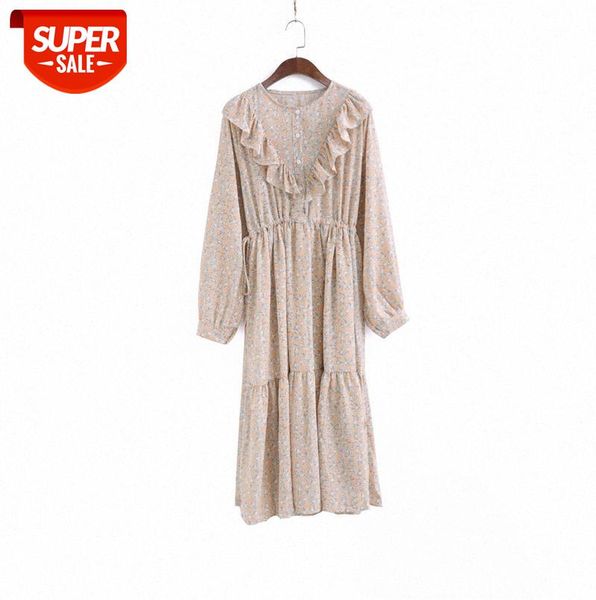 

li zhichun can be sweet and saltable drawstring folds waist pastoral floral dress female 110456 #x94z, Black;gray