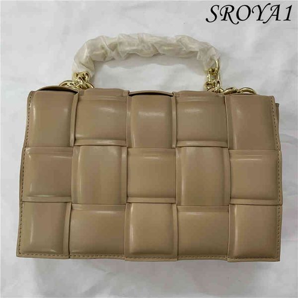 

thick chain handbag 2021 woven soft leather diagonal one-shoulder small square bag