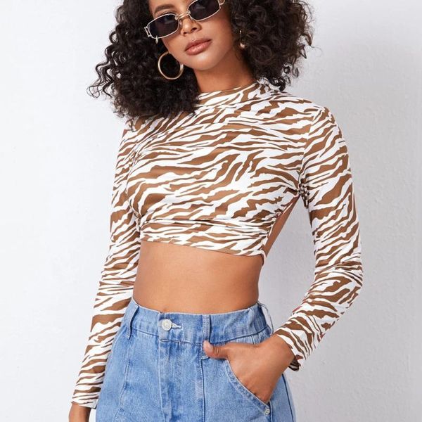 

women's t-shirt women t-shirts backless bandage long sleeve stripe print bodycon tshirts party clubwear tee shirt femme camiseta, White