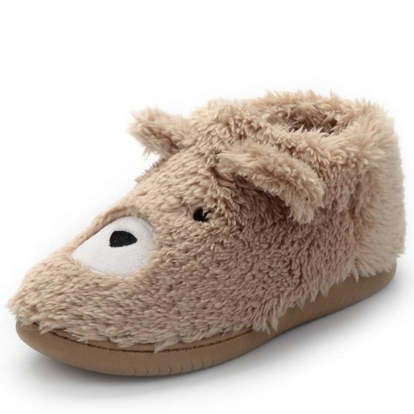

slippers lcizrong cute brown for women family warm home shoes kids winter plush house female flip flops, Black