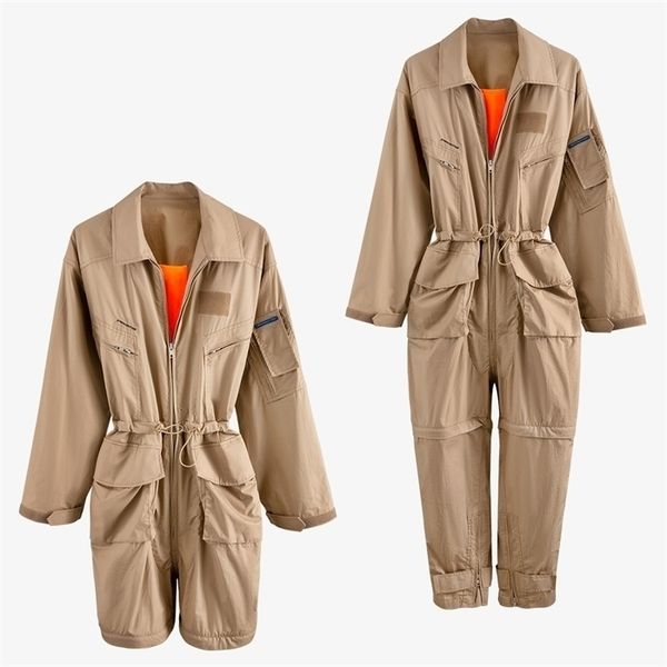

getspring women jumpsuit drawstring hollow out casual rompers womens jumpsuit irregular vintage khaki summer jumpsuit, Black;white