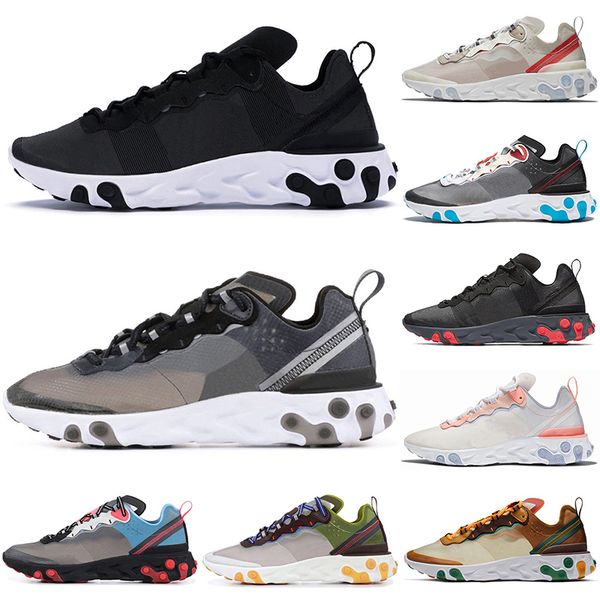 

running shoes 55 87 react element man woman triple black white anthracite sail dark grey solar red pale pink moss orange peel royal tint vol