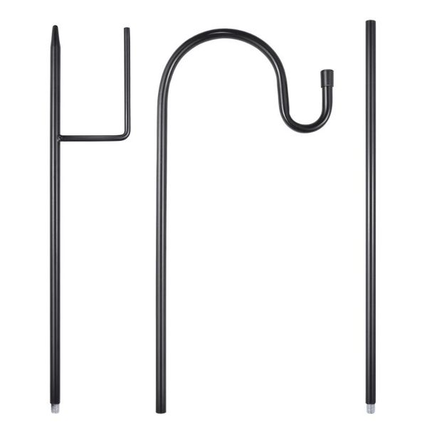 

yardwe shepherd hook plant garden stake outdoor stand hanger for hanging plants solar lights bird feeders (black) hooks & rails