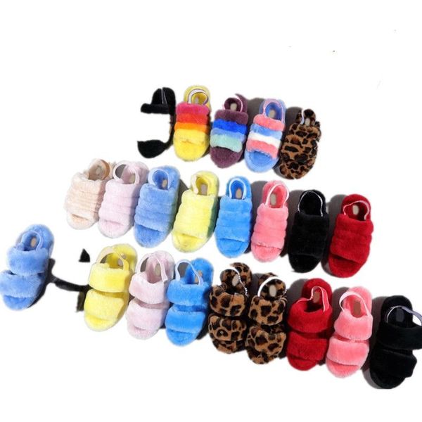 

slippers fashion winter accessories flat for women shoes wool fur slides, Black