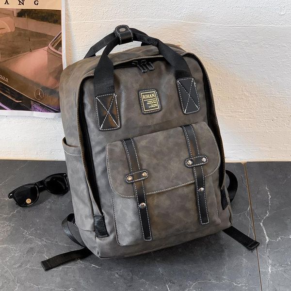 

backpack fashion men backpacks outdoor travel bag large capacity retro soft leather men's backapcks shoulder handbag computer