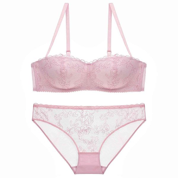 

bra set 1648 fashion thin cotton half cup high end lace lingerie, Red;black