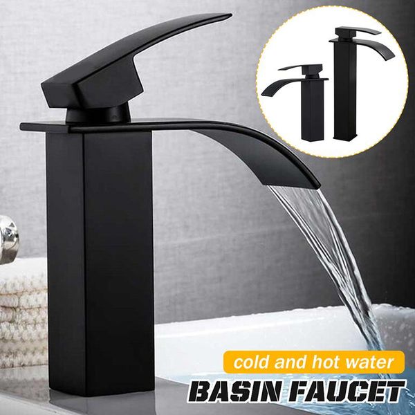 

bathroom sink faucets faucet waterfall basin kitchen bath &cold water mixer vanity tap deck mounted washbasin
