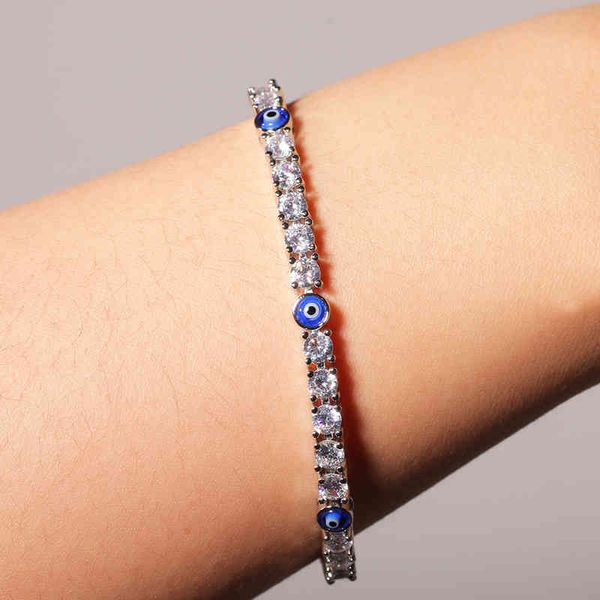 Uwin 4 mm Tennis-Armbänder, AAA-CZ, Iced Out, türkisch-blaue Augen, luxuriöse Armreifen für Frauen und Mädchen, Schmuckzubehör