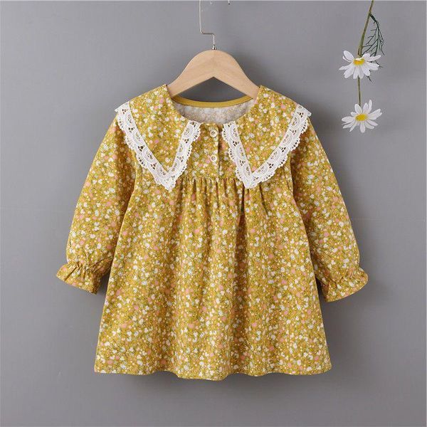 

girl's dresses girls' dress spring and autumn baby korean style long sleeve kids' skirt clothing, Red;yellow