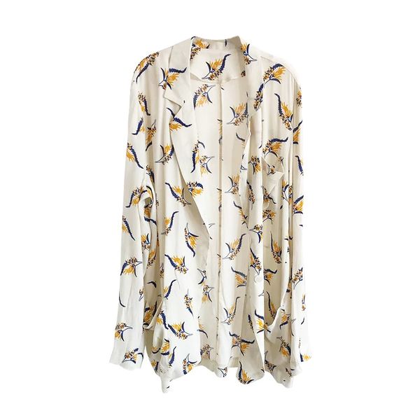 

women print blazer thin summer floral white notch collar c0280 210514, White;black